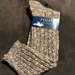 New Polo Ralph Lauren Women's Cotton Blend Brown Tall Boot Ragg Socks